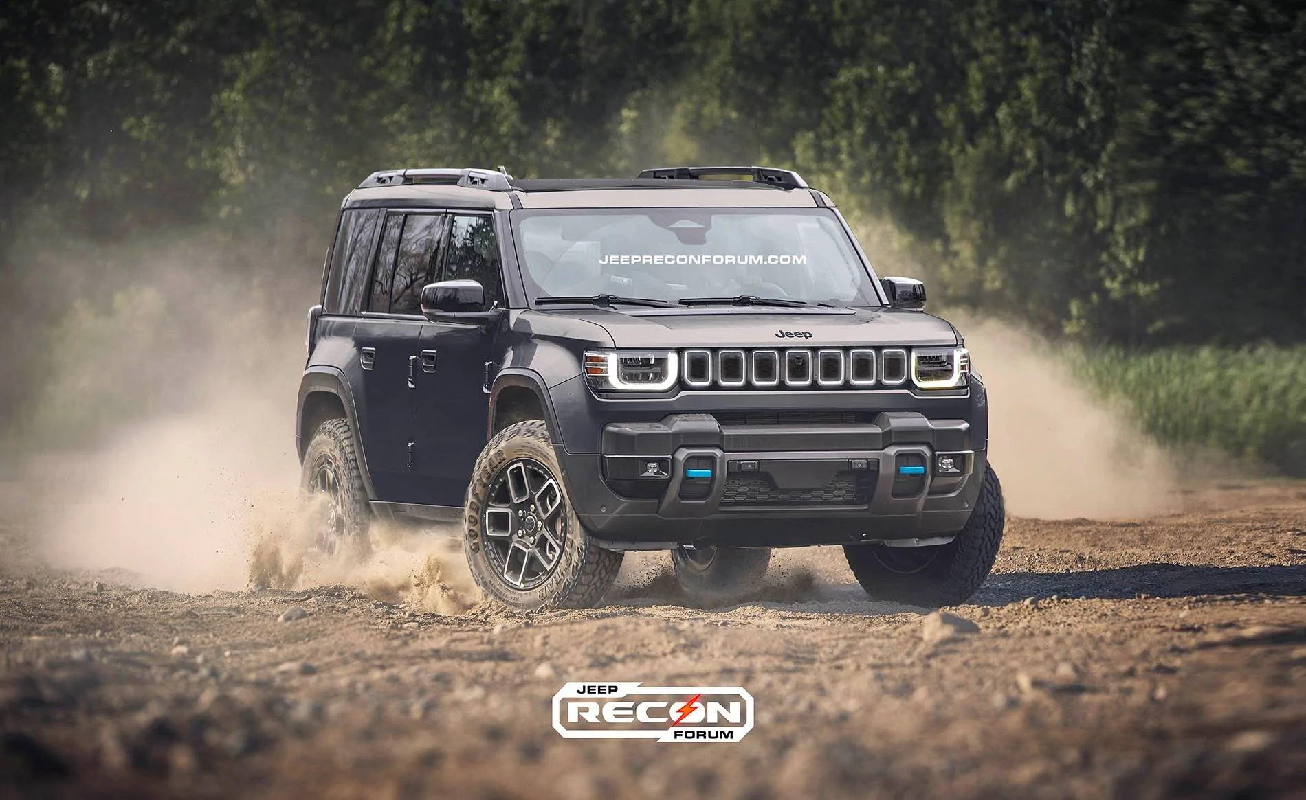 Jeep Recon EV Preview: 2026 Jeep Recon Colors w/ Black & White Roofs Jeep Recon Black Front 2